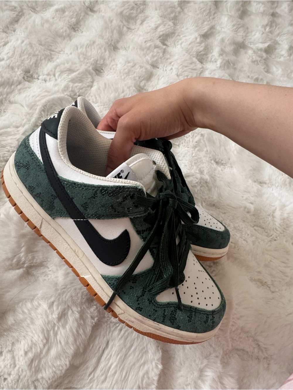 Nike Dunk Low White Green Black with Gum Sole